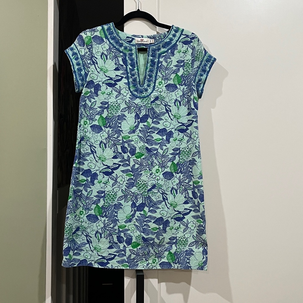 Floral Blue and Green Dress